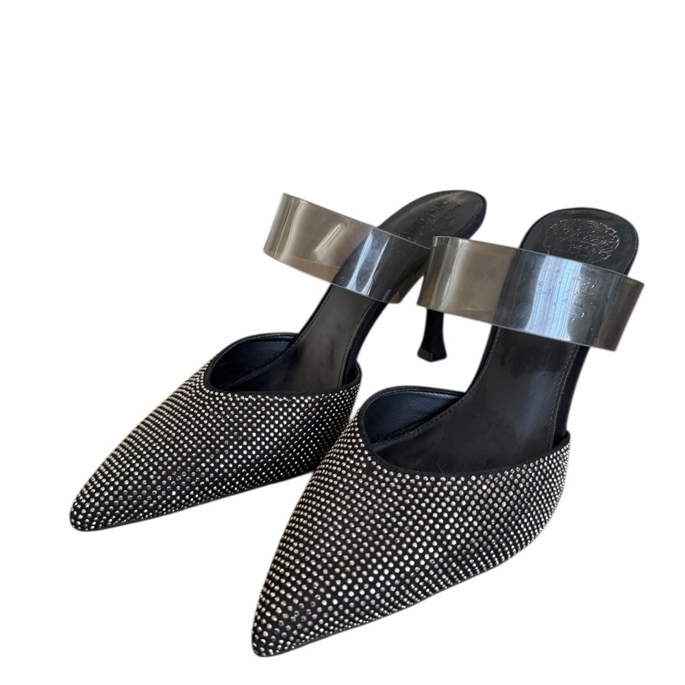 Vince Camuto Kempern Jeweled Black Mule Heels